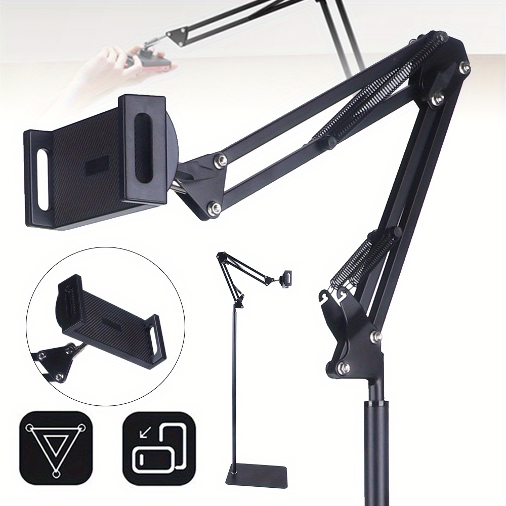 Tablet Floor Stand, Adjustable Universal 360-degree Rotatable Metal Tablet Holder, Compatible
