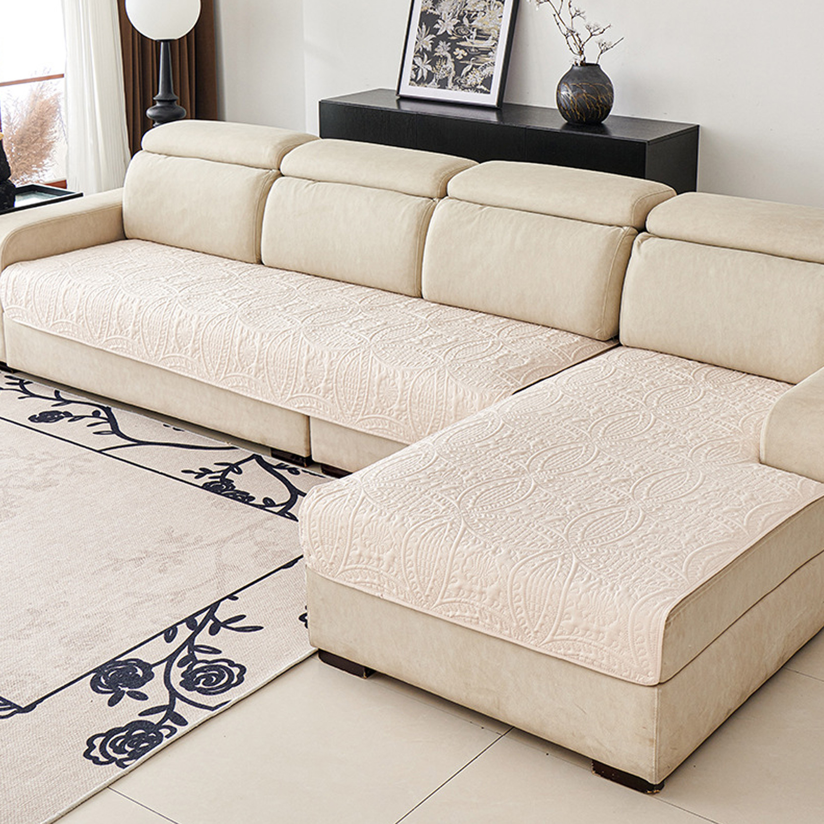 2pcs L-shaped Sofa Covers Compatible For Modular Sectional Couches, Split- Design, Durable Machine/hand Washable Contemporary Boho/modern Sofa Cover - For L-shaped Sectional Sofas
