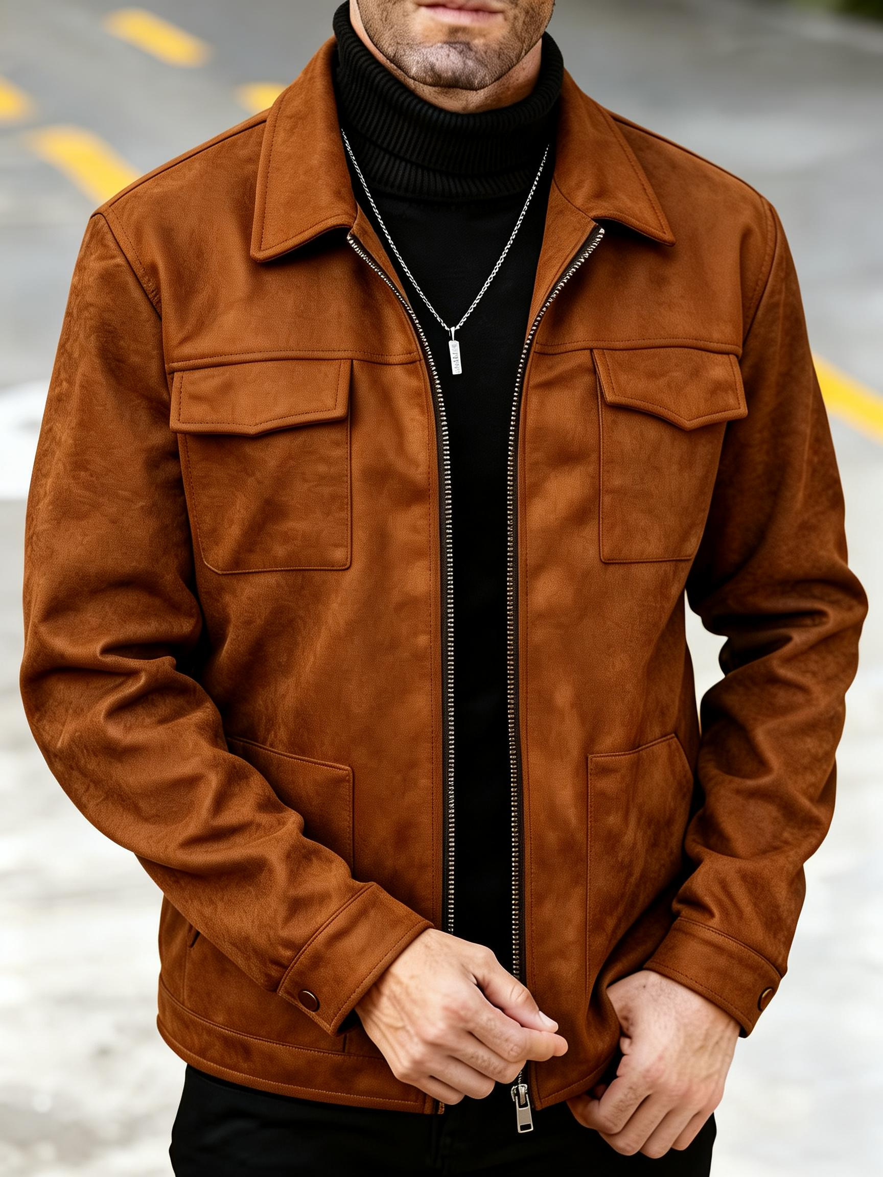 men suede jacket sold on Temu Canada