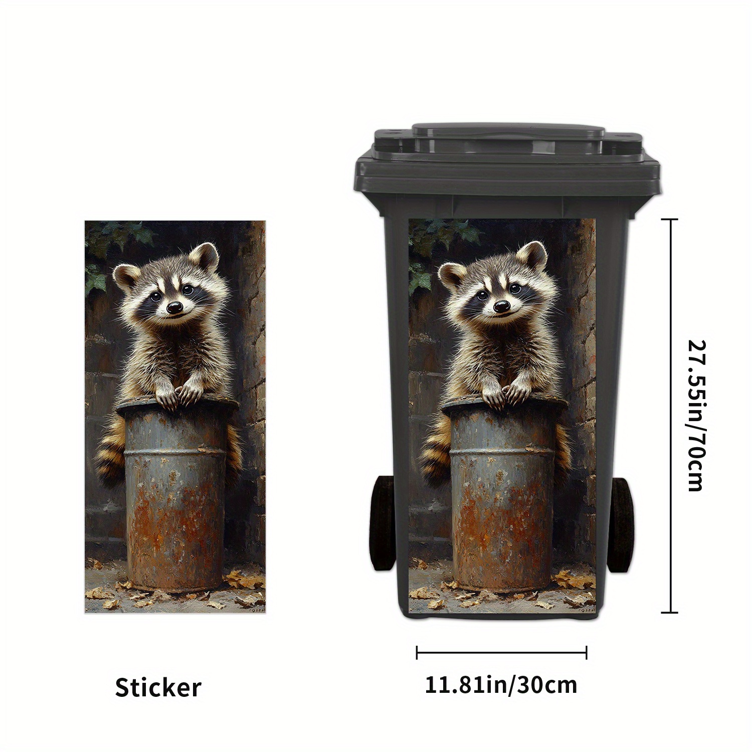 Image of Cute Owl Trash Can Sticker- Waterproof Coating, Easy To , Suitable For Standard Size 11.8x27.6 Inch Trash Can, Durable And Removable, Perfect For Outdoor Use, Owl Bathroom Decoration