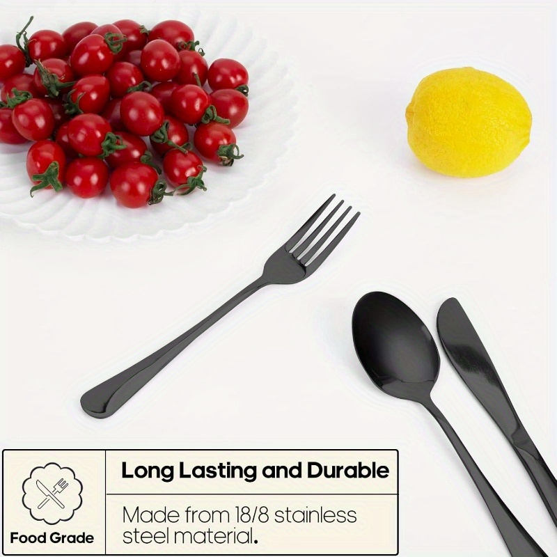travel utensils with case   portable silverware set for work stainless steel reusable travel cutlery set fork and spoon set for picnic camping gadgets lunch box for men and woman black Product details 3