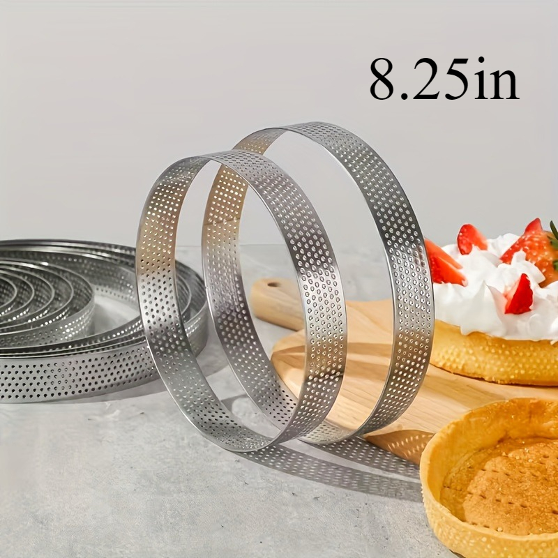 TEMU Anneau à gâteau robuste en acier inoxydable de 8,25 pouces - Plateau circulaire à couches avec perforation pour une cuisson uniforme, idéal pour
