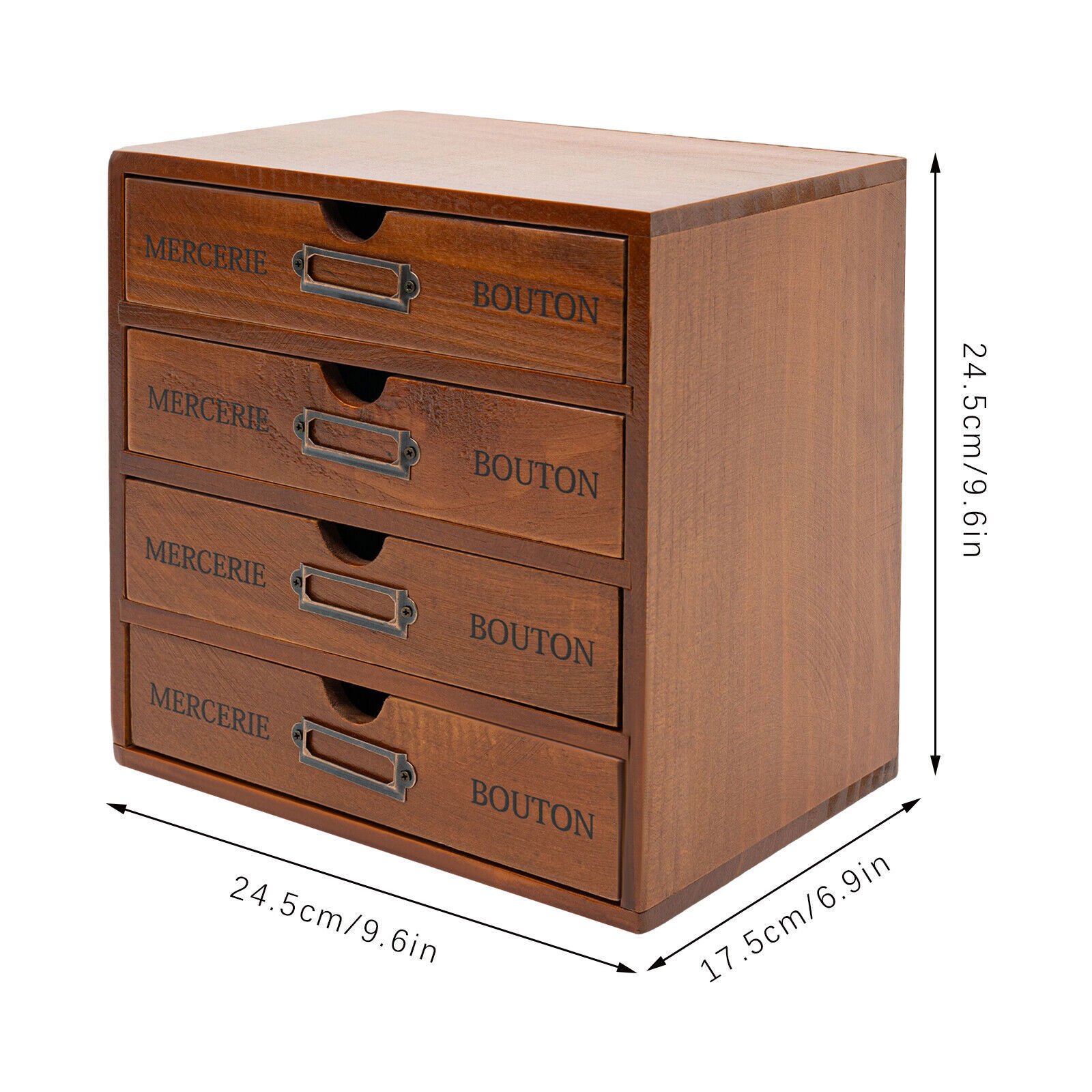 Deinungen, 1pc 24. 5*17. 5*24. 5cm/ 9. 6*6. 9*9. 6in Vintage Storage Box, Drawer Storage Box, 4-tier Drawer Storage Box