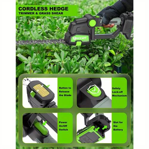 effortlessly trim your lawn and shrubs with this 21v 2 in 1 electric handheld hedge trimmer pruning shears rechargeable lithium and charger included
