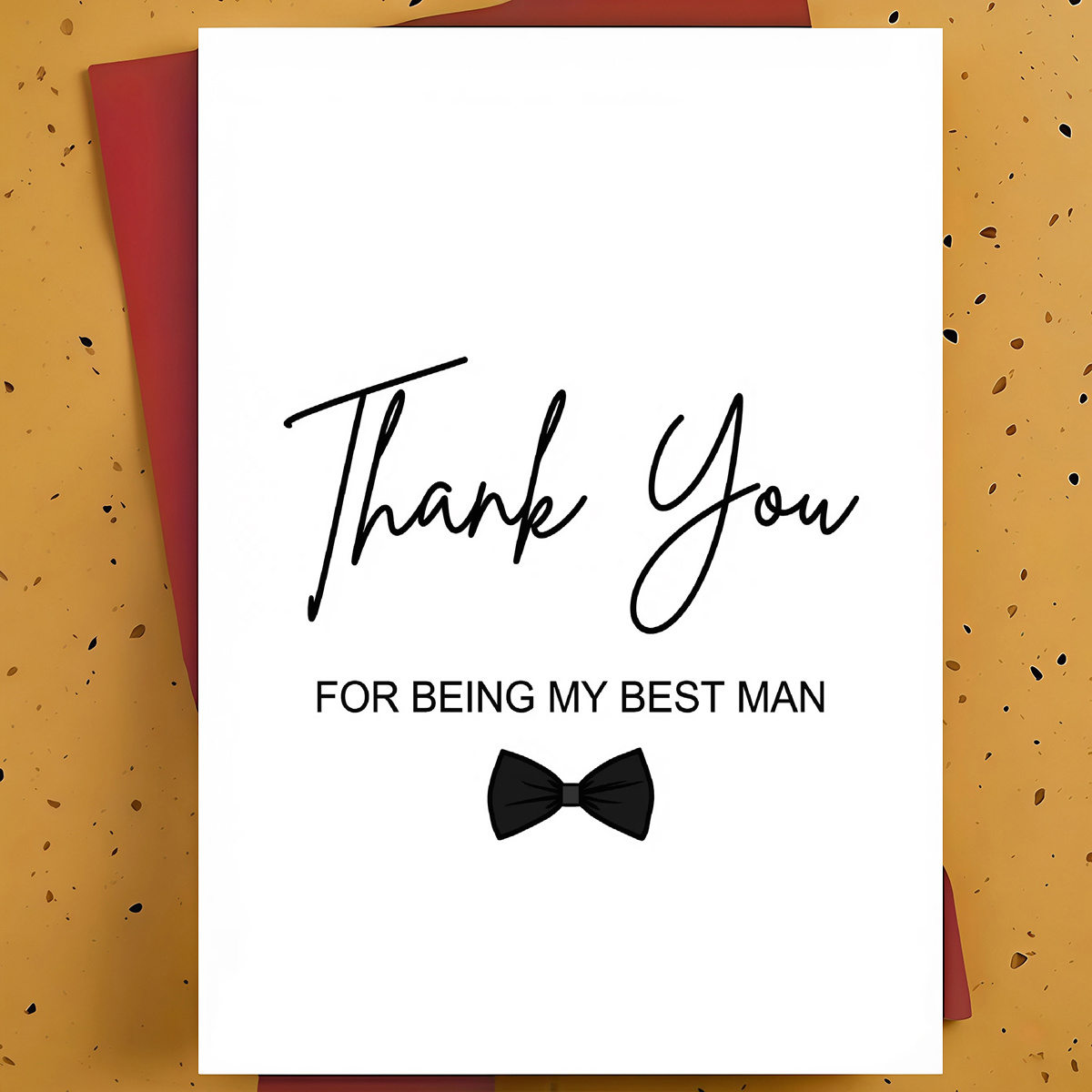 Image of 1pc Wedding Thank You Greeting Card For Best Man, Close Male Friend – Bow Tie Minimalist Line Art, Grateful Message Card, With Envelope