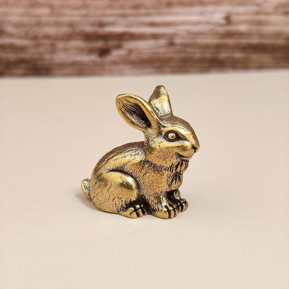 TEMU Ornement de poche vintage en laiton Lapin du , figurine décorative pour théière/voiture/bureau, artisanal animalier, cadeau de Noël