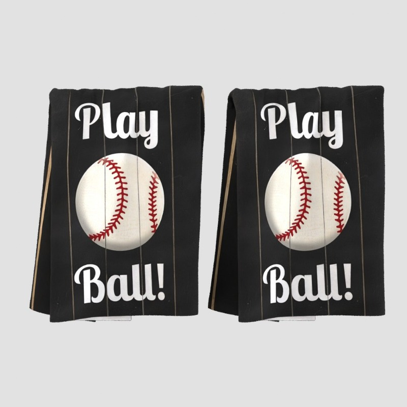 TEMU 2pcs Polyester Baseball Towels, 18x26in - "!" Design With Baseball Graphic, Ideal For Kitchen, Bathroom & , Perfect Gift For Sports Fans & Enthusiasts, Baseball Accessories