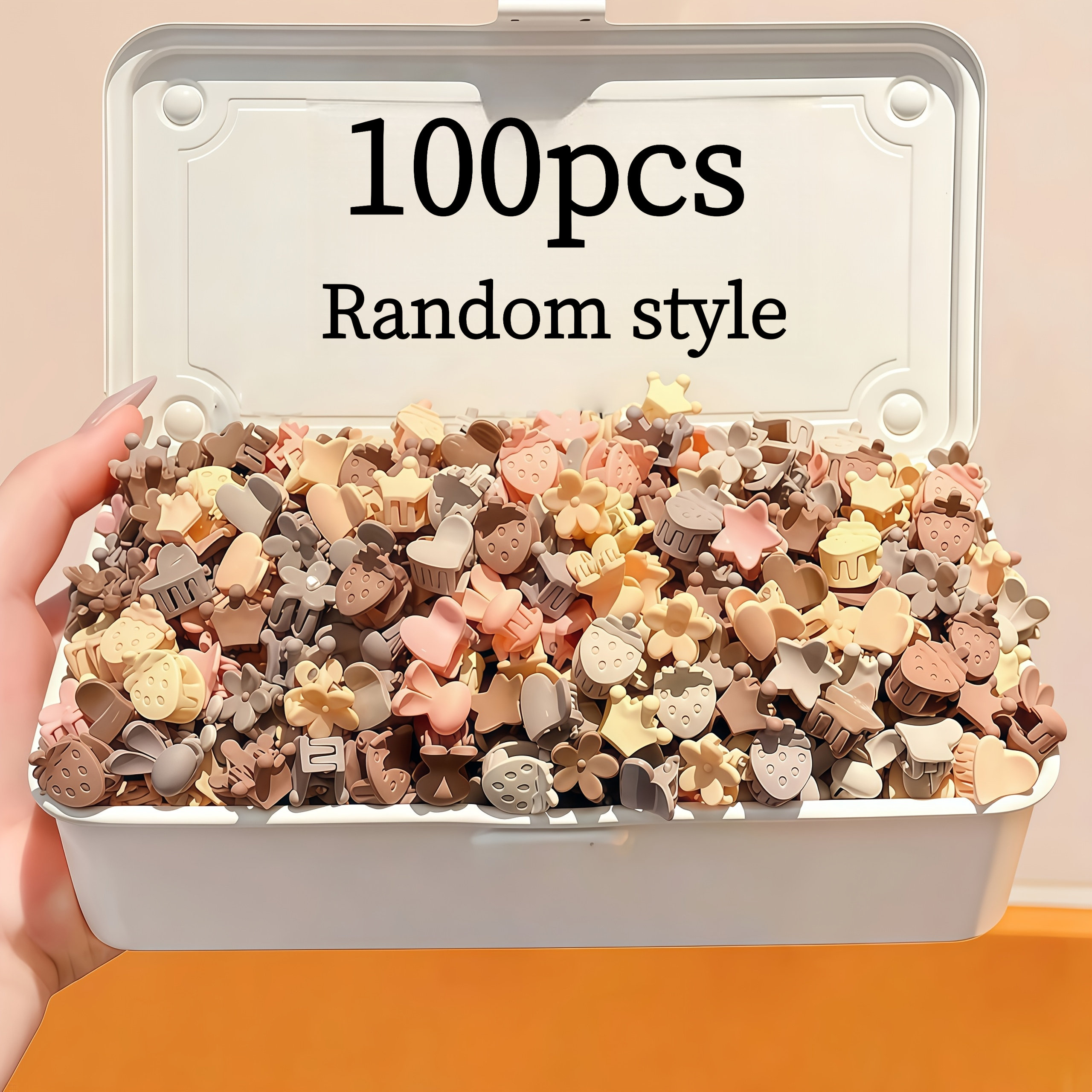 TEMU 100pcs Coffee Color Mixed Multi-shaped Mini Hair Clips, Fashionable And Trendy, Exquisite Hair Additions For Styling. Random Style