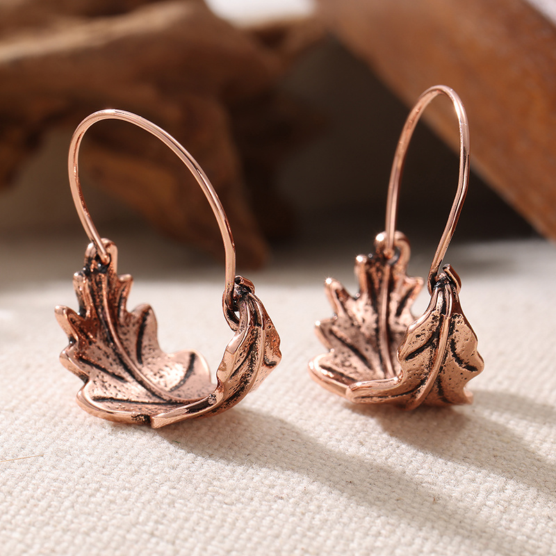 Vintage Hand Carved Geometry Leaves Drop Earrings Gift