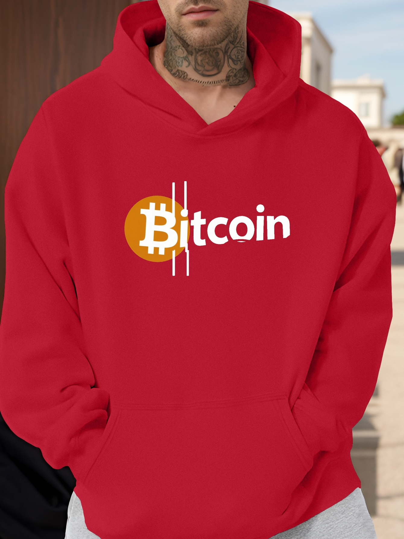 비트코인 그래픽 프린트가 있는 남성용 캐주얼 블랙 후드티 비트코인 로고 긴팔 폴리에스터 스트레치되지 않음 니 - Temu  Republic of Korea