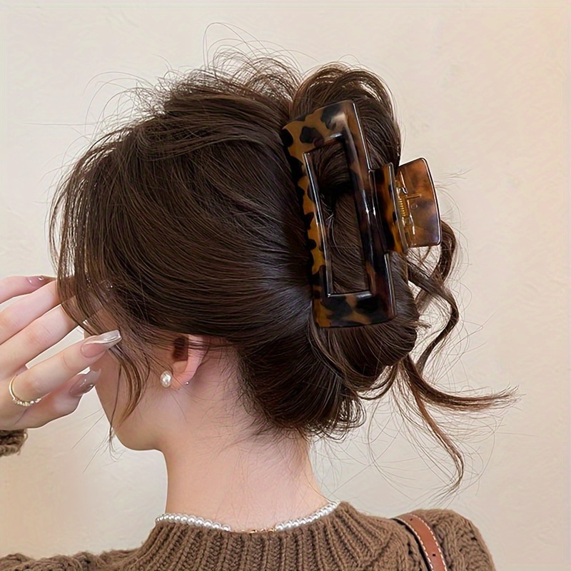 

Pince à cheveux vintage en acrylique - Grand imprimé léopard, accessoire pour cheveux à motif tigre rétro pour chignons, pince à cheveux en de requin pour femmes et adolescentes