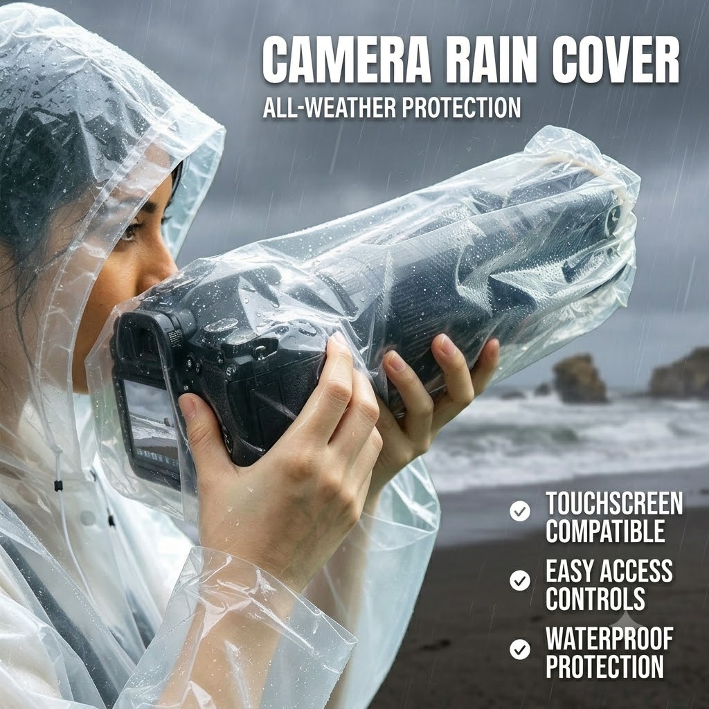 TEMU Housse de pluie professionnelle pour appareil photo et capuchon anti-éclaboussures pour objectifs Canon/Nikon/Sony/appareils photo reflex