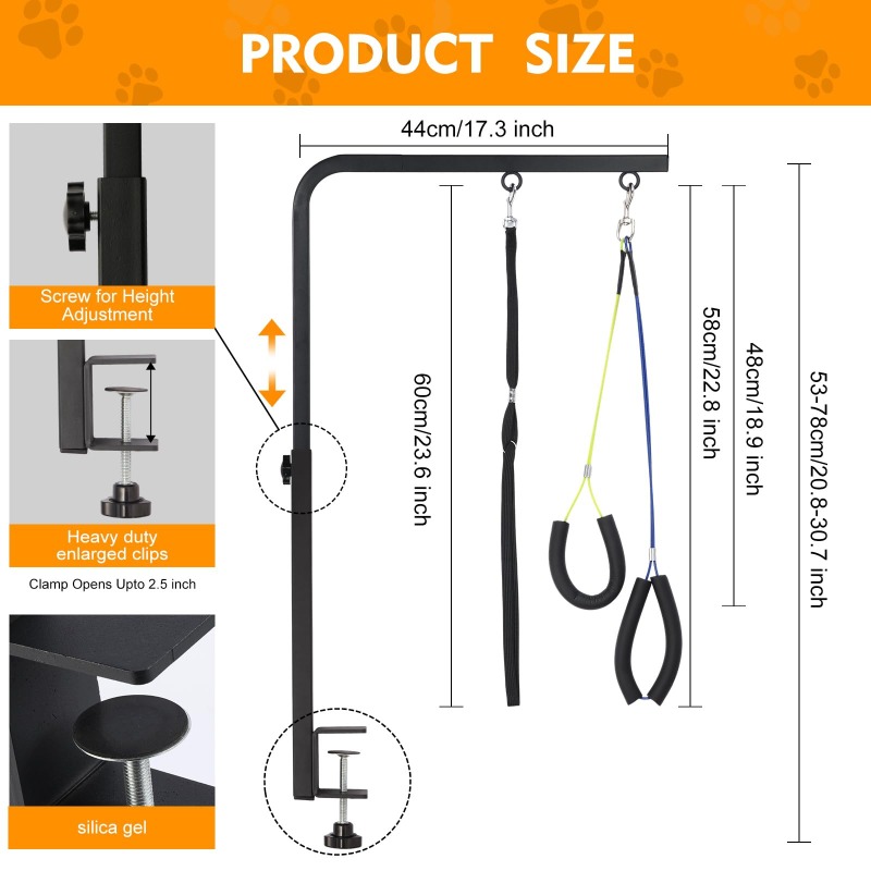 Image of This Pet Grooming Arm Adjusted In Height And Includes 3 Securing Straps And Clips. Its Works With Grooming Tables, And -sitting Makes It Perfect For Bathing, Brushing, And Nail Trimming For Your Dog