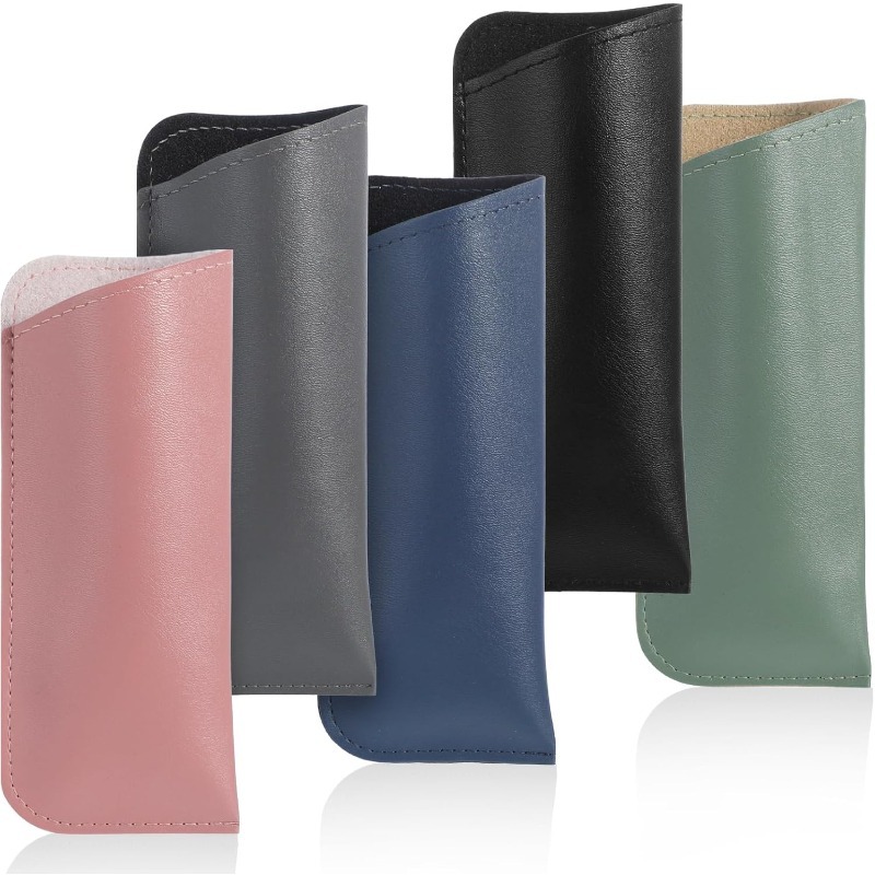 TEMU 5pcs Soft Eyeglass Case Set, Pouch, Reading Glasses Holder, Portable Eyewear Case For Men And Women, Key, Jewelry, And Credit Card Organizer