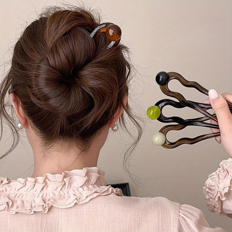 4pcs chinese  -shaped hairpins - elegant   with stained glass beads & black/brown/golden/tan colors, secure hold for bun hairstyles, wedding, formal events, role-play & everyday use - durable hairpins for women, traditional hair accessories (  options) - intricate patterns, sturdy u-shaped base,   for braids & buns, ideal for formal occasions & themed events Product details 3