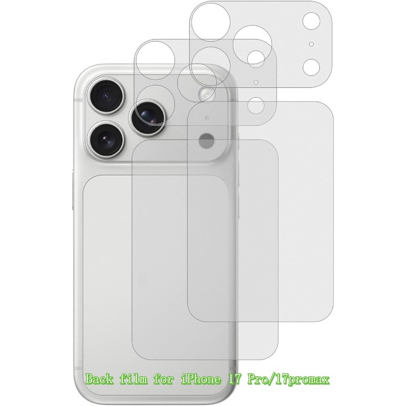 Back Film, And Camera Platform Cover For Iphone 17 Pro/17promax, Soft Pet Scratch Resistant, Translucent Matte - 2pcs And 2pcs Pack