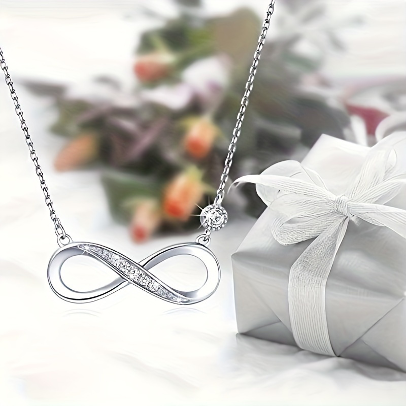 Women's Elegant Infinity Necklace with Synthetic Zirconia, Gift for Her