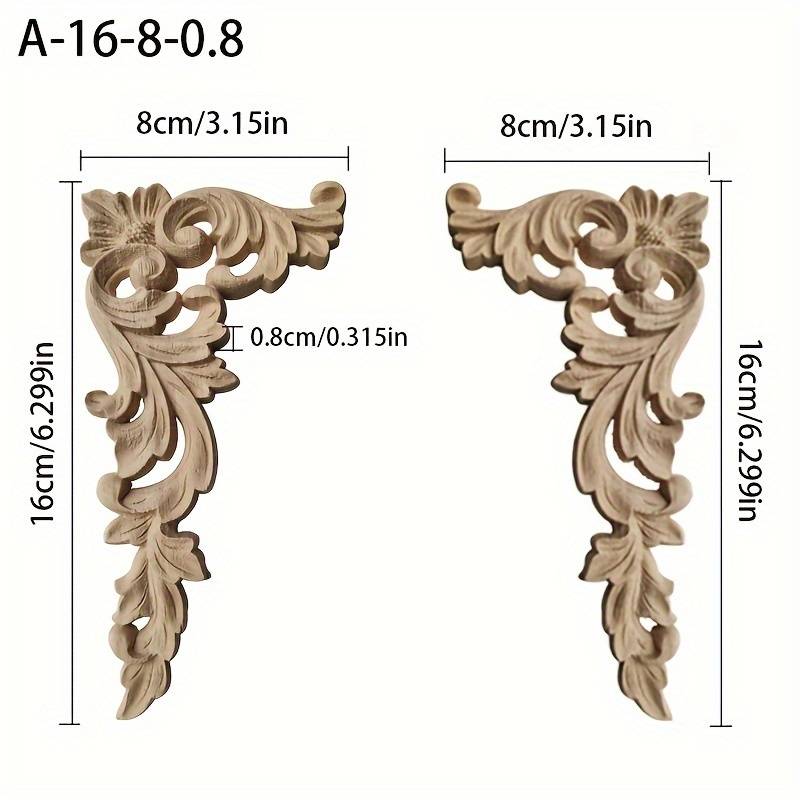 Unpainted Oak Wood Carved Onlay Applique – Floral Pattern Frame For Furniture Decoration