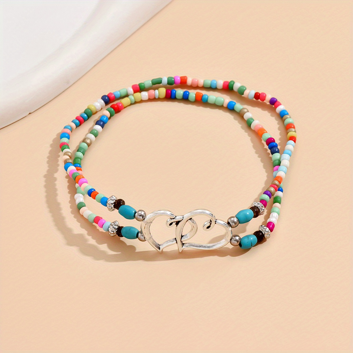 4pcs Boho Chic Beaded Anklet Set with Adjustable Elastic Cord