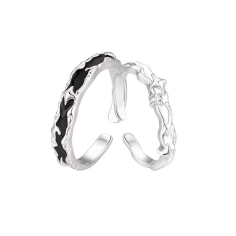 Galaxy Starlight Texture Ring with Inlaid Synthetic Zirconia