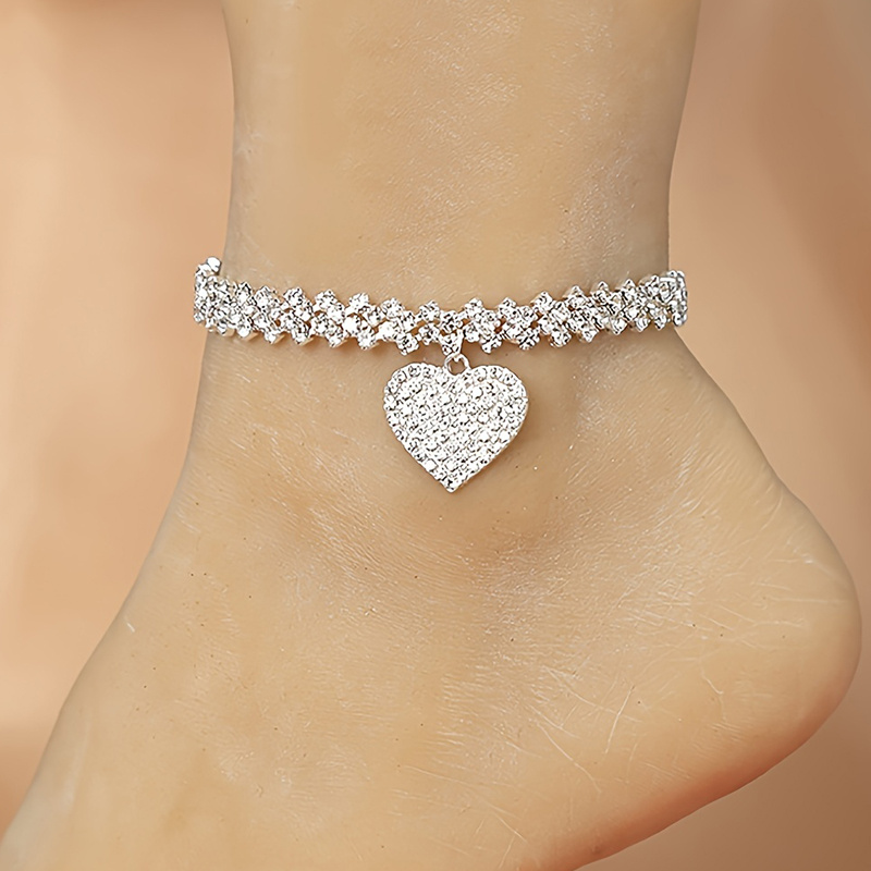 TEMU Bracelet Anklet Shiny Luxurious Fashionable Simple Heart-shaped Party Commemorative Jewelry Versatile Exquisite Christmas Birthday Gift