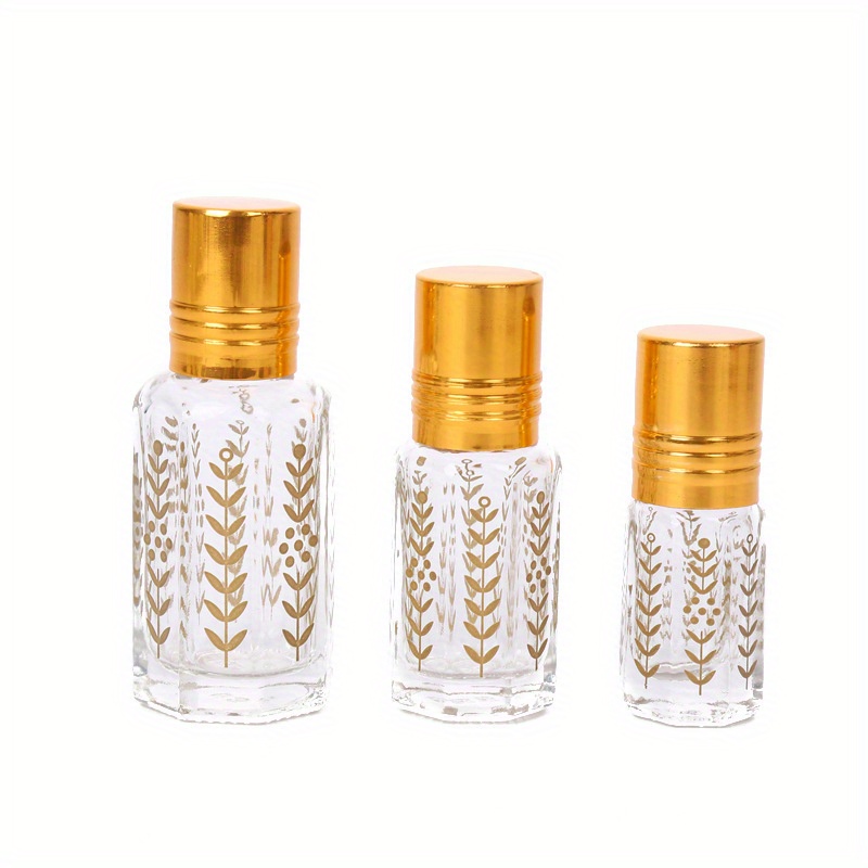 

3/6/12ml Glass Roller Bottles, Transparent Hand Wash Only Unscented Round Vials For Essential Oils, Perfume, Golden Wheat Design