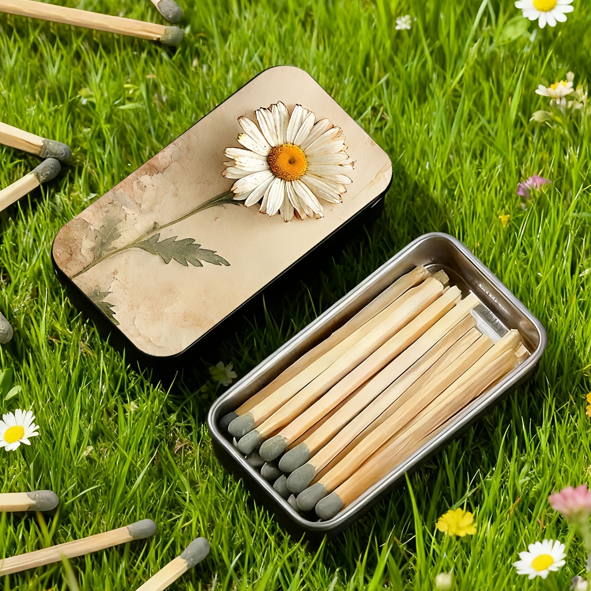 TEMU Boîte d' coulissante florale, 1 pièce - Boîte d' , simple et portable haut de gamme, non incluses, boîte de rangement en métal, boîte à bijoux,
