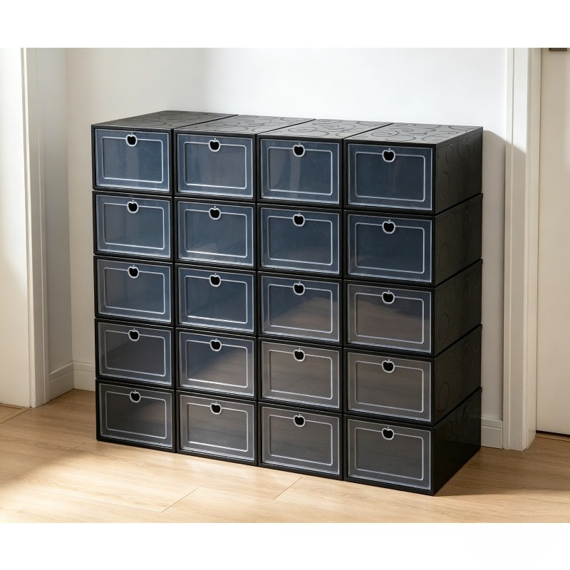 8-Pack Stackable Transparent Shoe Storage Boxes