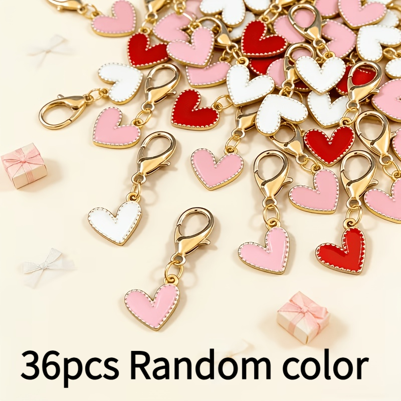 TEMU Set di portachiavi a forma di cuore di casuale con ciondolo a cuore, grazioso ciondolo per borsa da donna, accessorio di moda, portachiavi