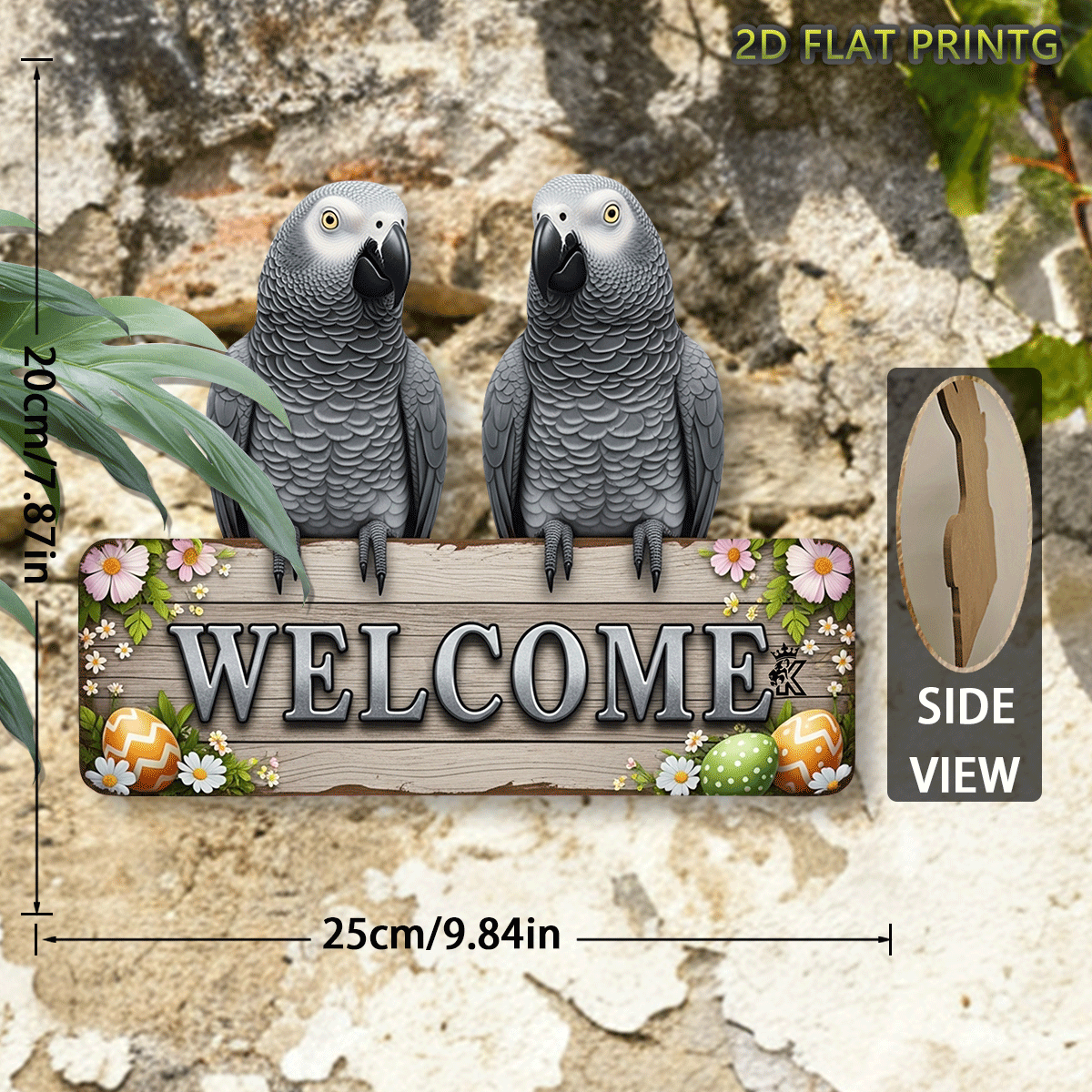 TEMU 2d Flat, 1pc Wood, Parrot Wood Welcome Sign, Home Decor, Easter Gift, Vintage Wall Art, Easter Decor, Gift For Bird Lovers, Decor, Patio Decor,