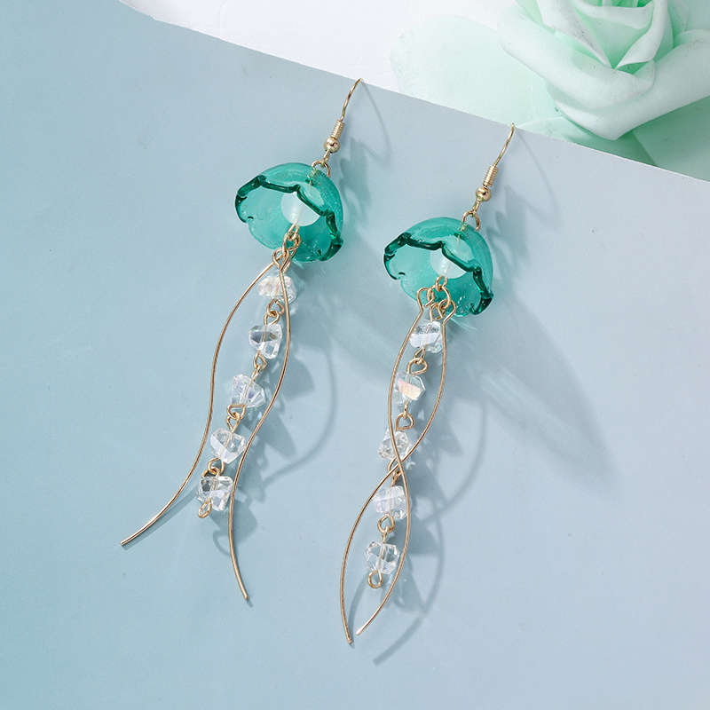 Women's Jellyfish Inspired Earrings with Geometric Tassels