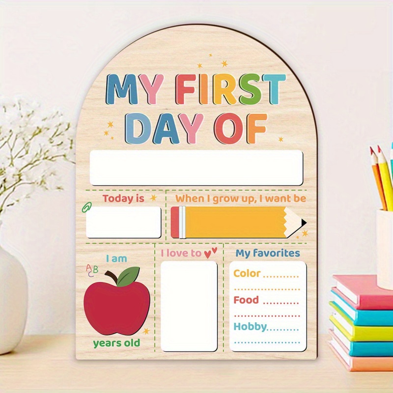 1  day of school decoration name goals food   classroom or home desktop decor elementary school no batteries required educational birthday party decoration wooden desktop   design durable wood