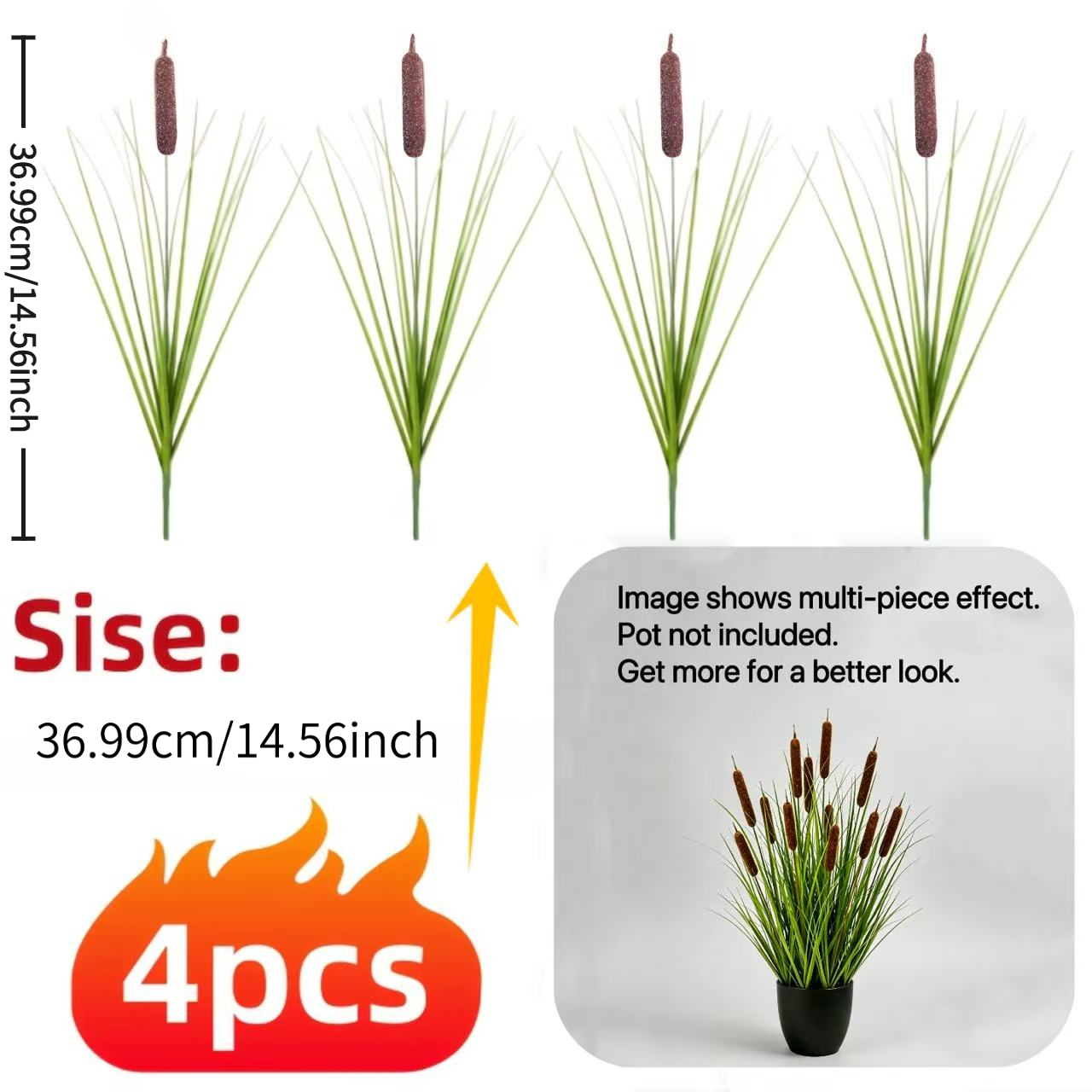 TEMU 4-pack Artificial Spring Grass Flowers, Outdoor Faux Plants, Suitable For Home Interior, Office, Porch, And Garden Decoration - Seasonal Decor,