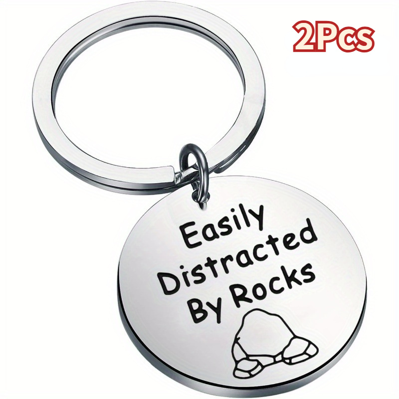 

2pcs Stainless Steel Keychains For Men - " By Rocks" Engraved, & Fit - Ideal Gift For Geologists And Rock Enthusiasts