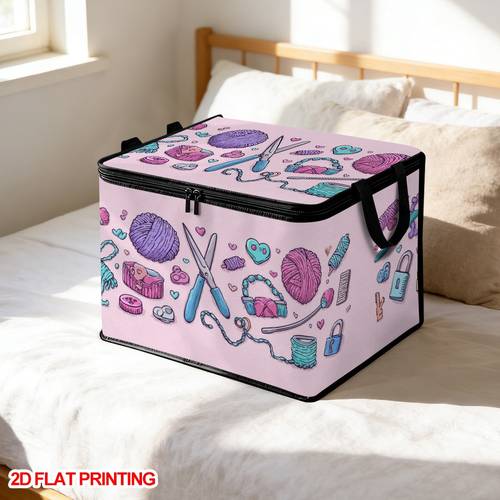 (2d plat) 1pc panier de rangement pour vêtements de cœurs en fil à coudre pour des mères, sac pliable à couvercle zippé, rangement de couverture, organisateur de chambre détudiant, , rangement de chambre à coucher, rangement de couloir, pour maison de location, paniers détagère