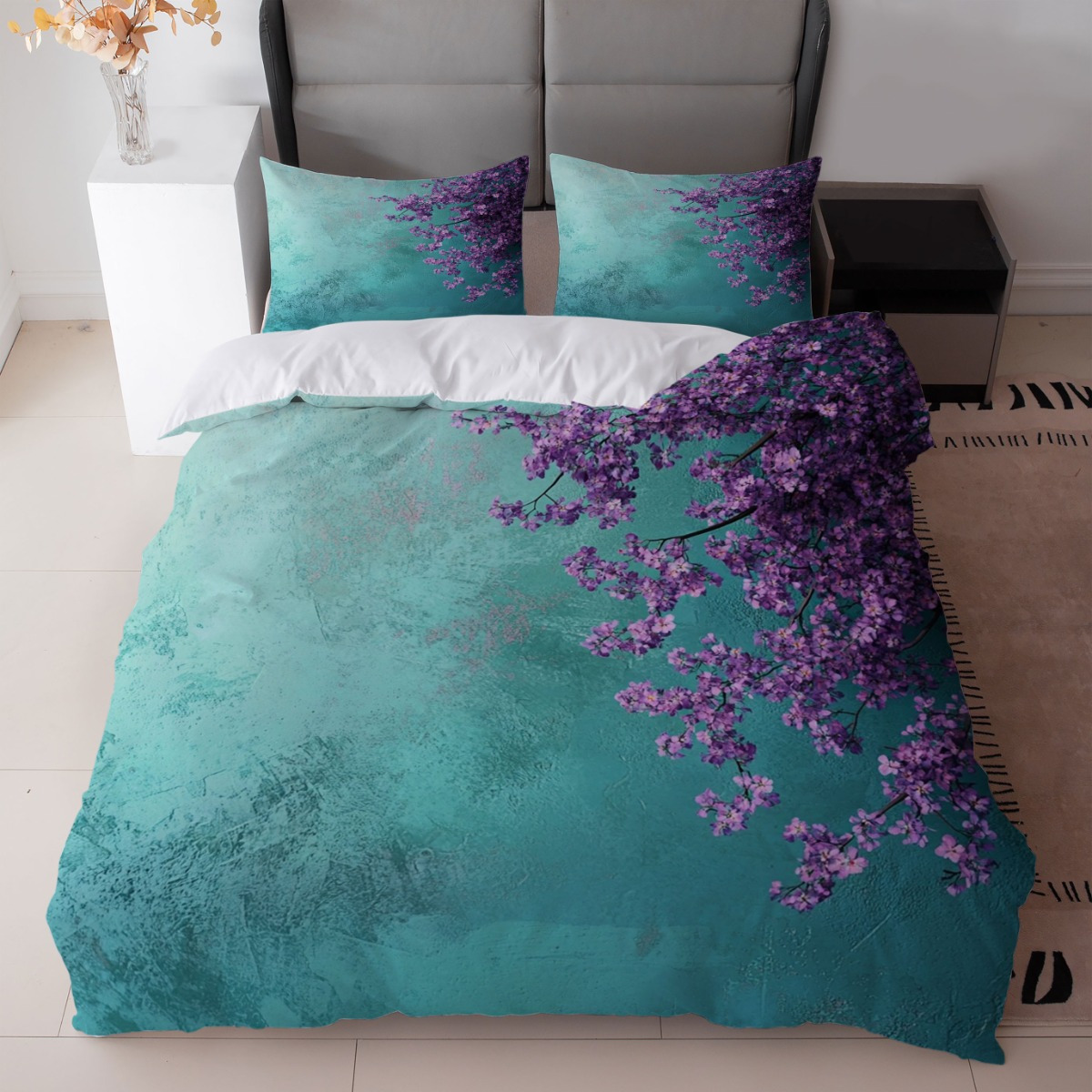 3pcs teal green duvet cover set purple - Temu Spain, image size:1200x1200