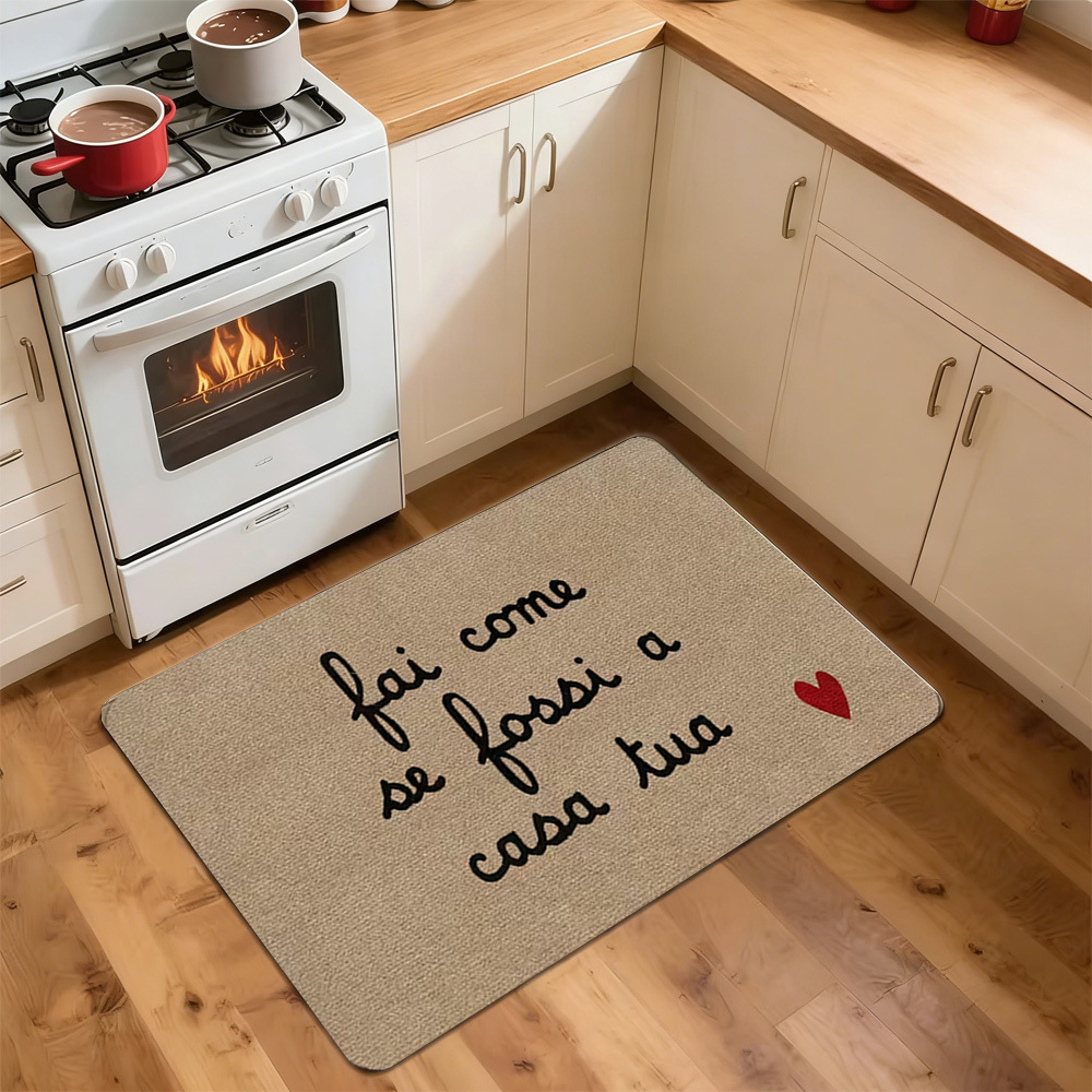TEMU Zerbino 1 pz in flanella morbida 2D - Zerbino con design a tema caldo "Fai Come Se ", per porta, soggiorno, corridoio, cucina, lavanderia,