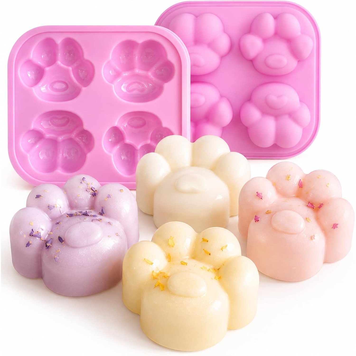 TEMU 2pack 3d Cat Paw Silicone Molds Diy Handcraft Molds For Soap Candle Bath Resin Wax