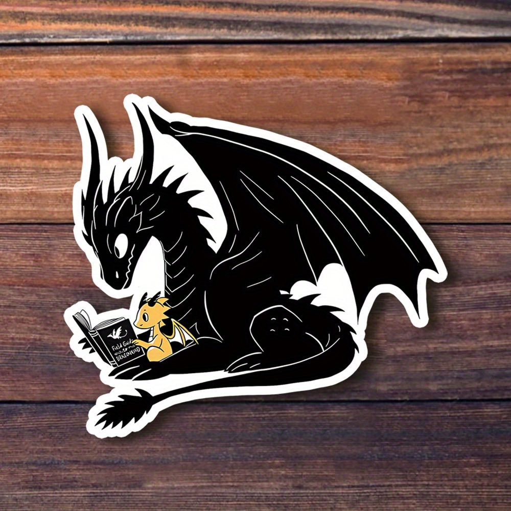 

Dragon Reading 3-inch Vinyl Sticker, Self-adhesive Decal, Reusable, Waterproof, -resistant, Artistic Book Lover Gift, Ideal For Laptops, Water Bottles, Phone Cases, Notebooks, Trendy & Stylish,