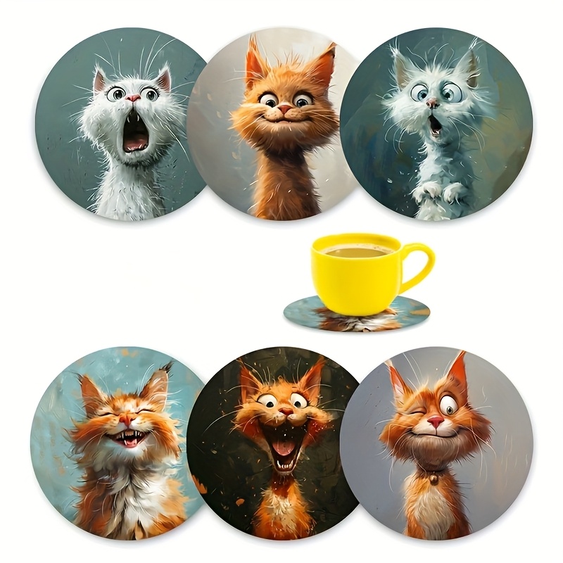 Image of 6pcs Wood Coasters Suitable For Home, Office & Party - Heat-resistant Wood Drink Coasters, Durable Coaster Pads, Ideal Holiday Gift (hand Washable)