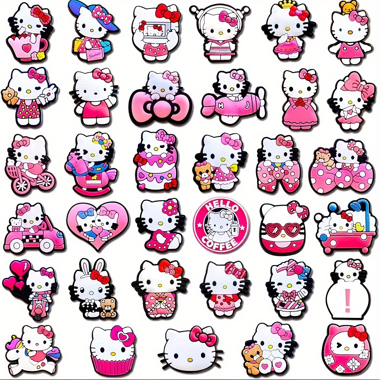 TEMU 32pcs Hello Kitty Shoe Charm Set | Pvc Detachable Additions, Animal Themed Shoe Decor Kit, Brand: