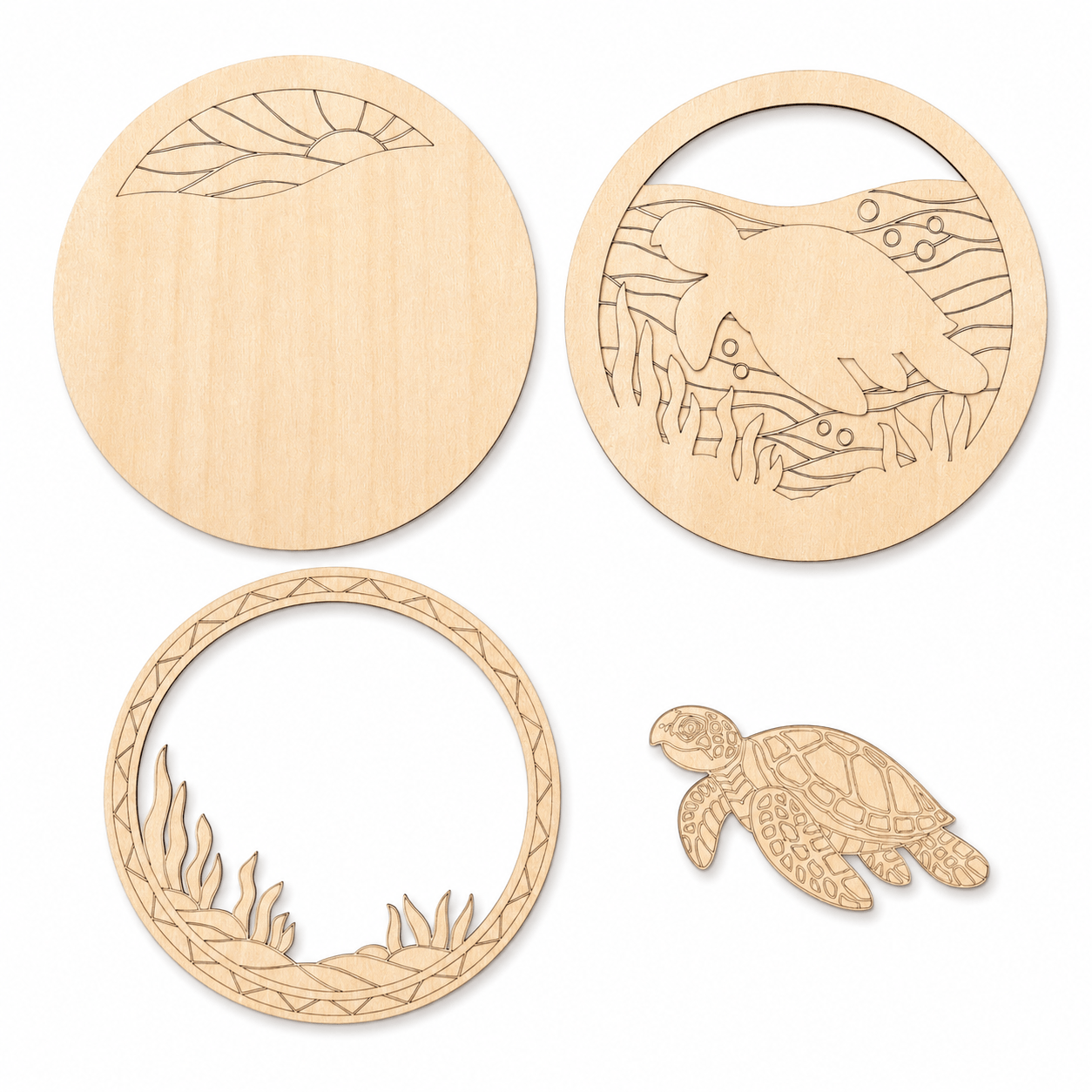 TEMU 2d Flat, Diy Wooden Turtle Art Kit, Paintable Layered Sea Turtle Wood Craft Set, Coastal Ocean Wall Decor, Laser-cut Wooden Painting Kit For