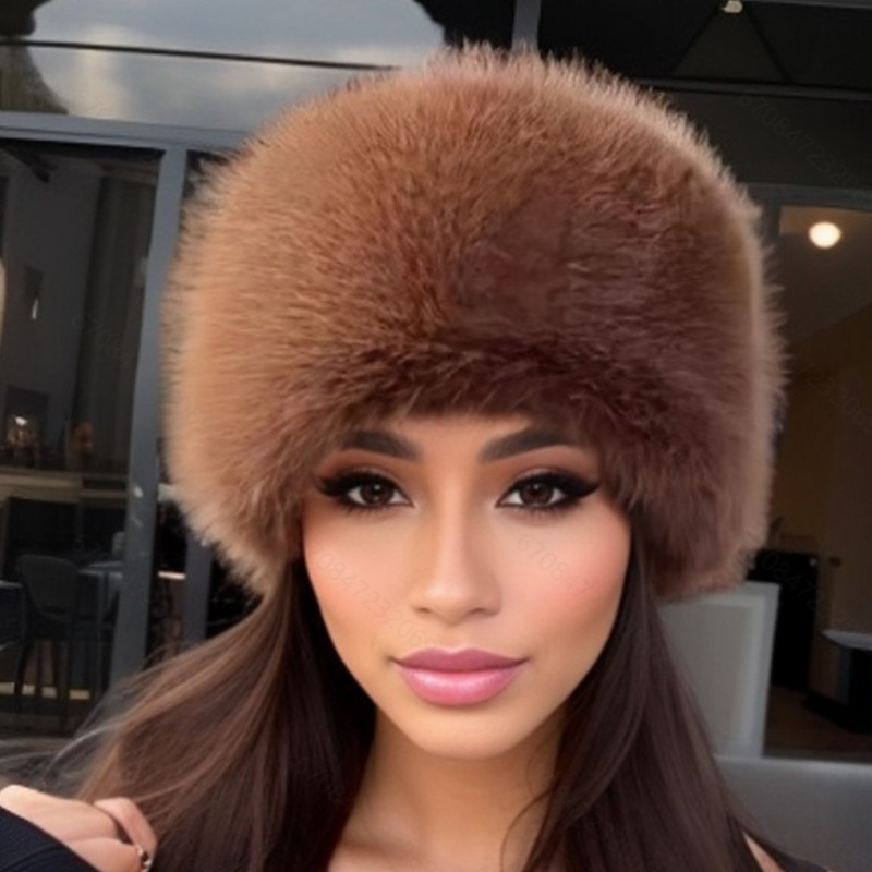 Autumn Winter Womens Solid Color Plush Hat Thickened