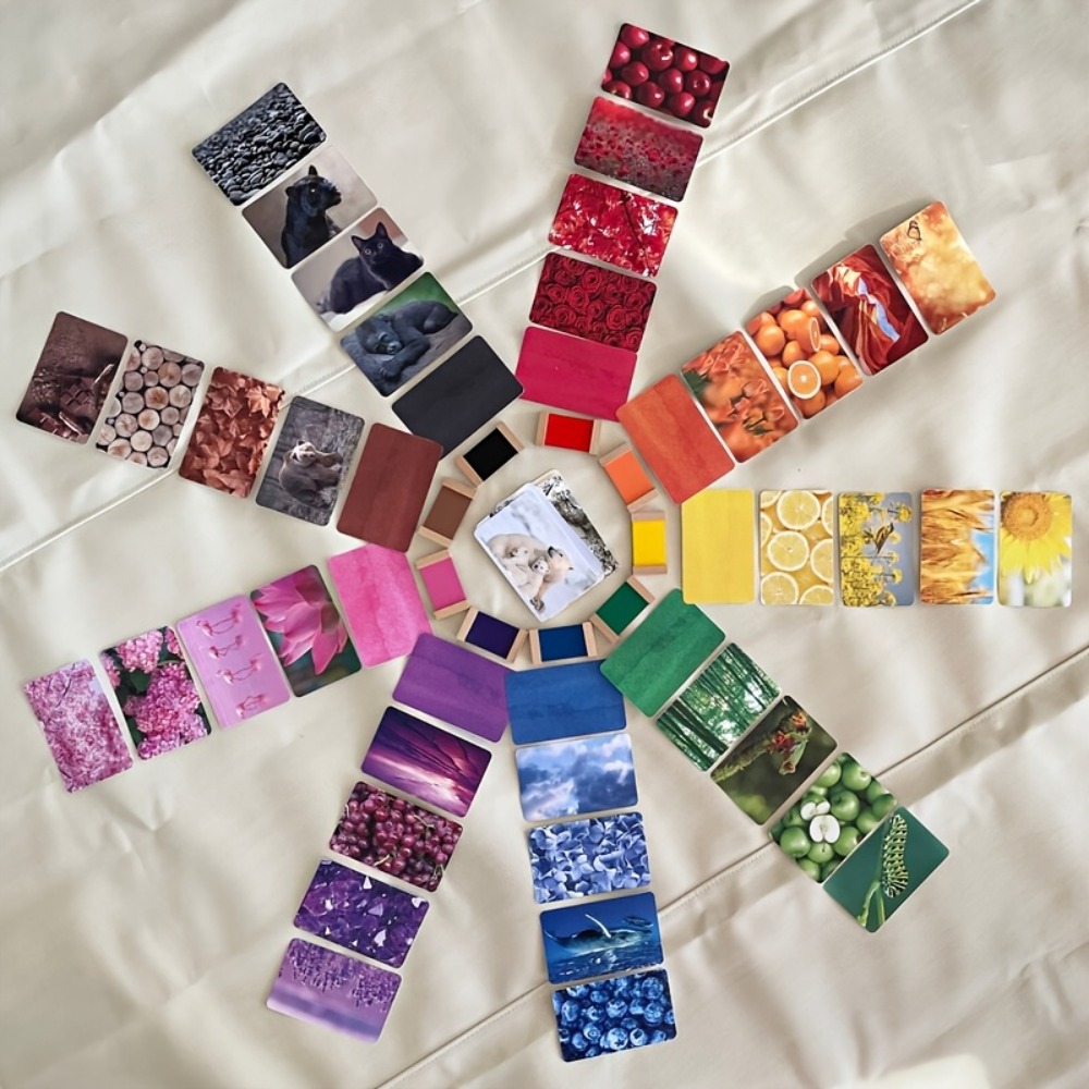 TEMU 40 Carte di naturale + 10 Carte con nomi dei colori per il riconoscimento dei colori, allenamento dell'attenzione e attivit� di abbinamento dei