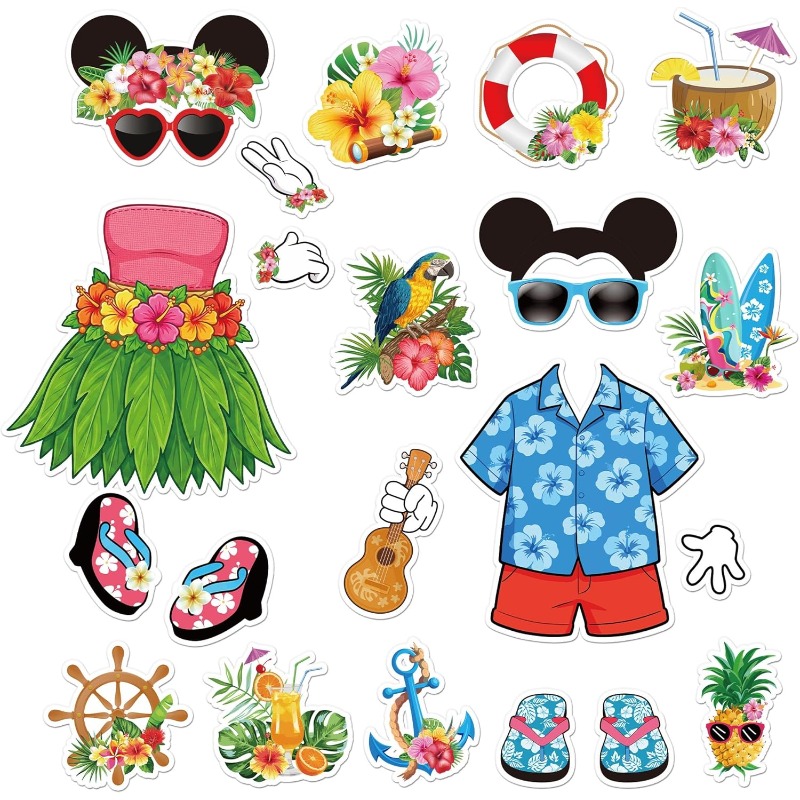 TEMU 2d Flat 20pcs Cruise Theme Decorative Magnet Set Durable And Clean Suitable For Dishwasher Door/refrigerator/whiteboard/car/other Metal Surfaces