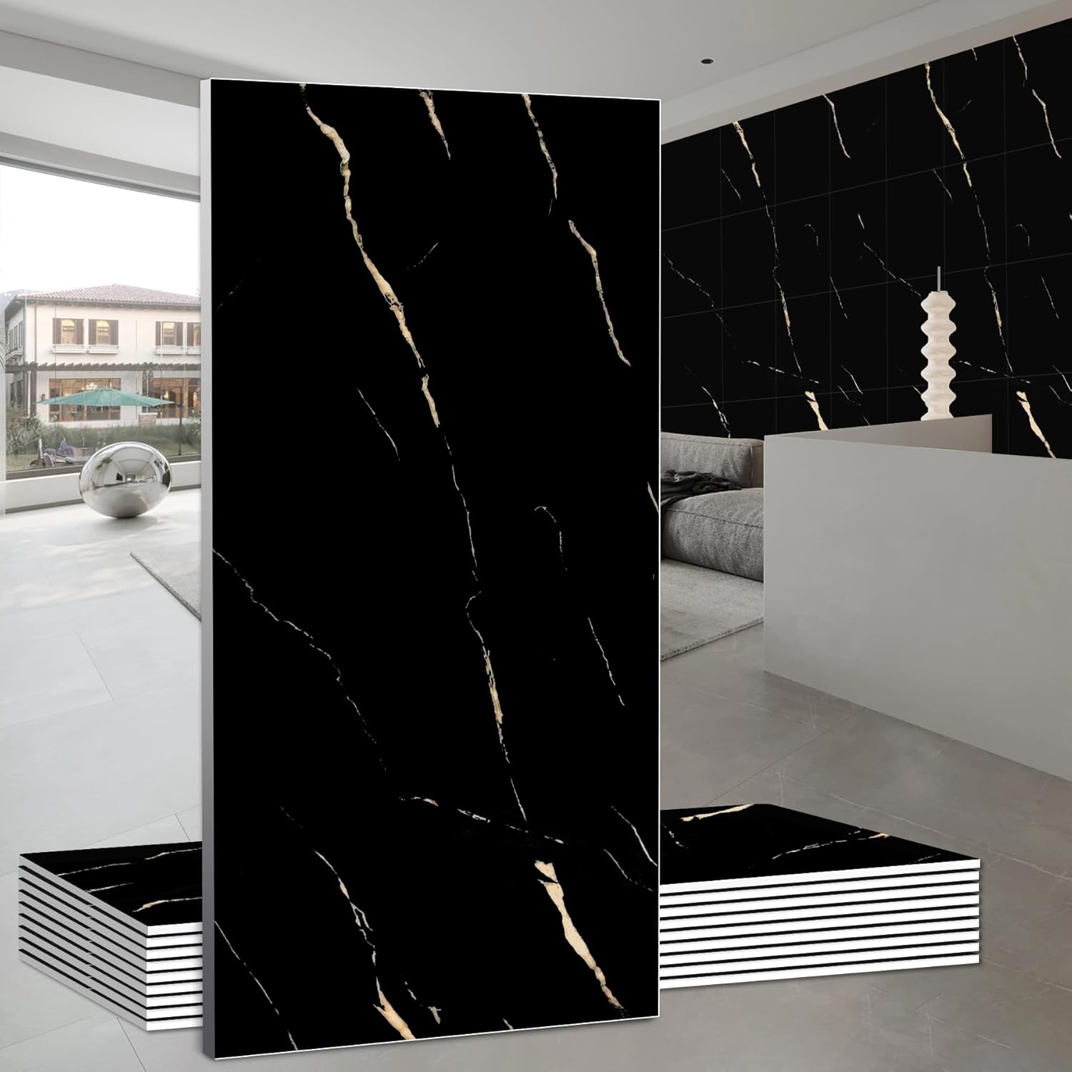 Image of 10pcs Self-adhesive Wallpaper 60x30cm - Marble Pattern Film - Heat Resistant, Moisture Proof, Scratch Resistant For Doors, Walls, Windows - & Install - Durable Pvc Home Decor Upgrade
