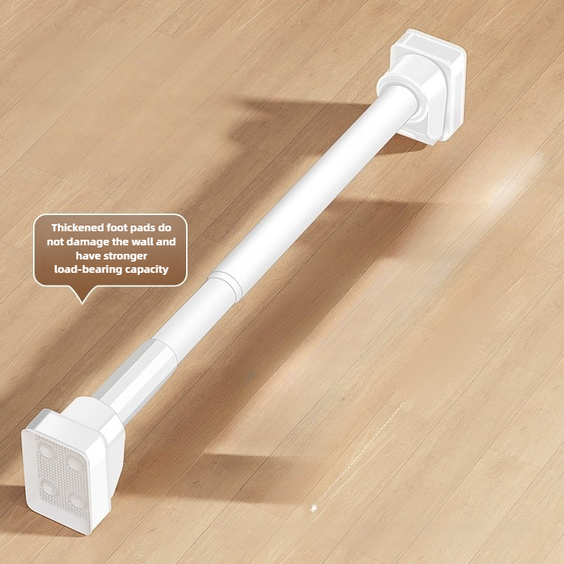TEMU 1pc Adjustable Metal Shower Curtain Rod, Tension Rod Clothesline No Drilling Telescopic Rod, Curtain Rail Suitable For Installing Curtains,