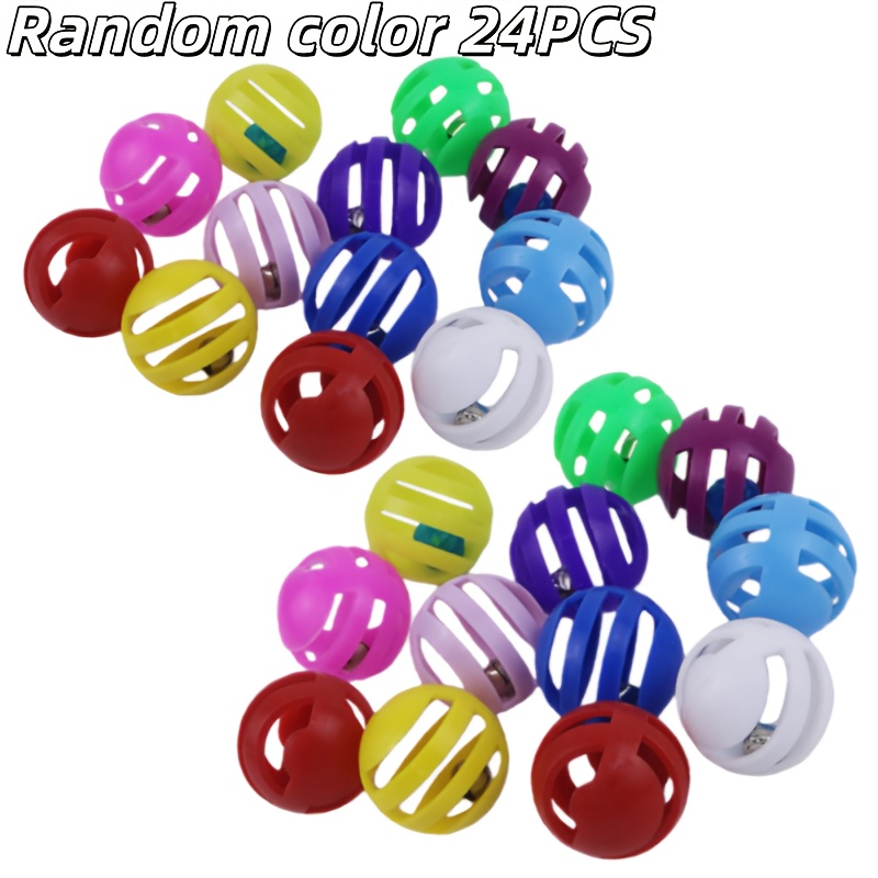 TEMU 24pcs Cat Toy Bell Balls- Hollow-out Cat Toys For Boredom Relief, Self-entertainment, Catching And Kicking Games, Suitable For All Cats To Play