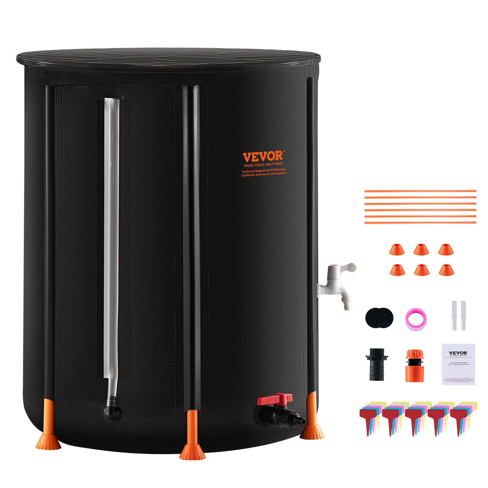 TEMU Vevor 53 Gallon Collapsible Rain Barrel - Portable & Pvc Water Collection System With Spigot And Overflow Kit For Garden