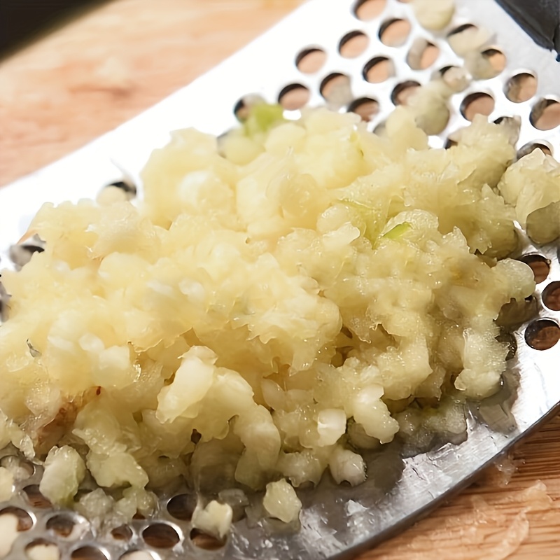 Triturador de ajo manual de alta resistencia de 1 pieza con mango - Prensa de ajo de acero inoxidable 410 de alta resistencia, apto para restaurante y uso, operación manual para triturar ajo, jengibre, cebolla - Duradero y fácil de usar, regalo